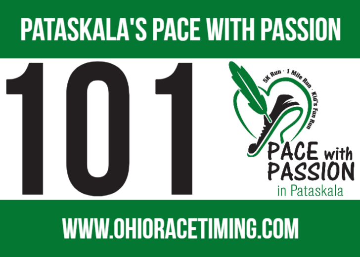 Custom Race Bib For Pataskala's Pace With Passion 5k, 1mi & Kids Fun Run - Ohio Race Timing & Event Management