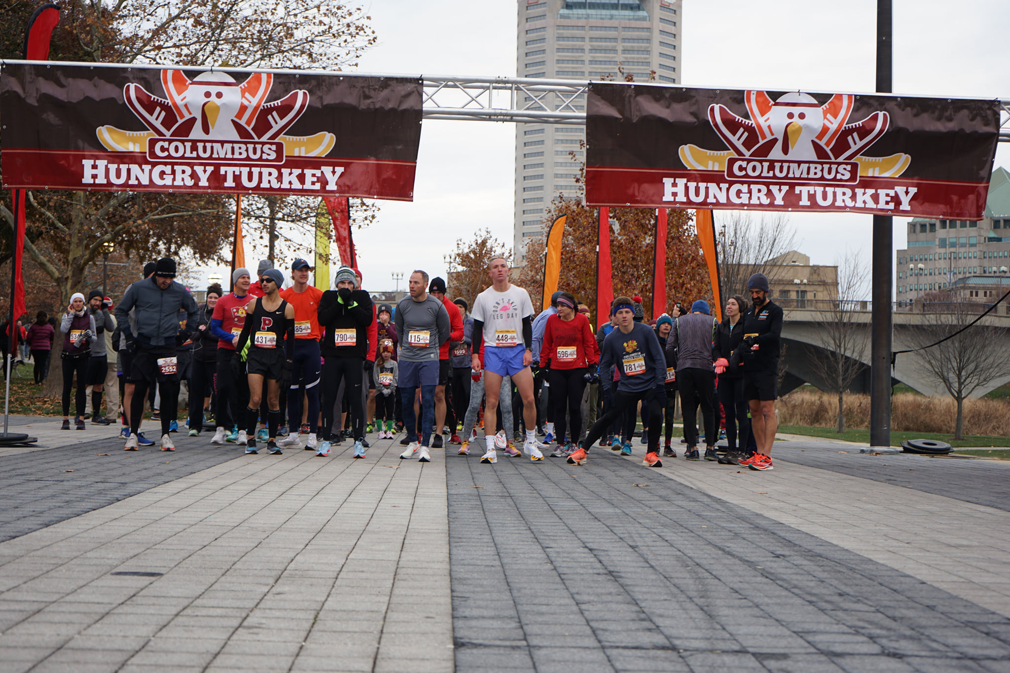 Columbus Hungry Turkey Trot Start Line - Chip Timed Race By USA Race Timing & Event Management - Columbus, Ohio Race Timing - 5k 10k Half Marathon